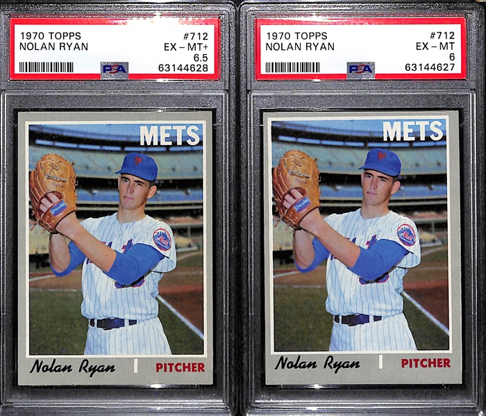 Lot of (2) 1970 Topps Nolan Ryan #712 Cards - Graded PSA 6 and PSA 6.5